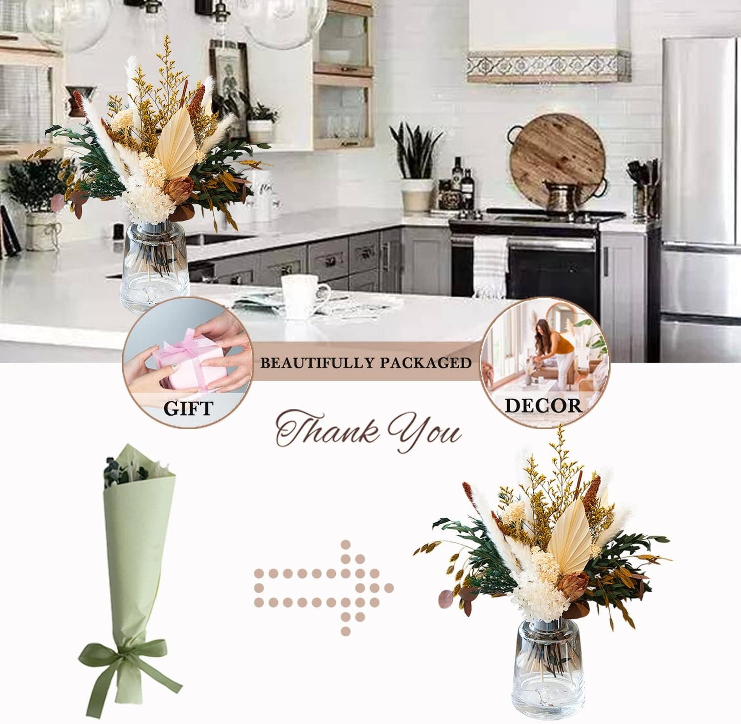 Blush Pink & Burgundy Dried Flower Bouquet, Cream Pampas Grass with Sage Green & Eucalyptus, Boho Dried Flowers for Wedding, Home Décor