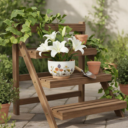 YBX 8 Inch + 6 Inch Ceramic Plant Pots, Succulent Flower Pots with Drainage Holes, Terracotta Planters for Indoor Plants, White&Terracotta (Garden)