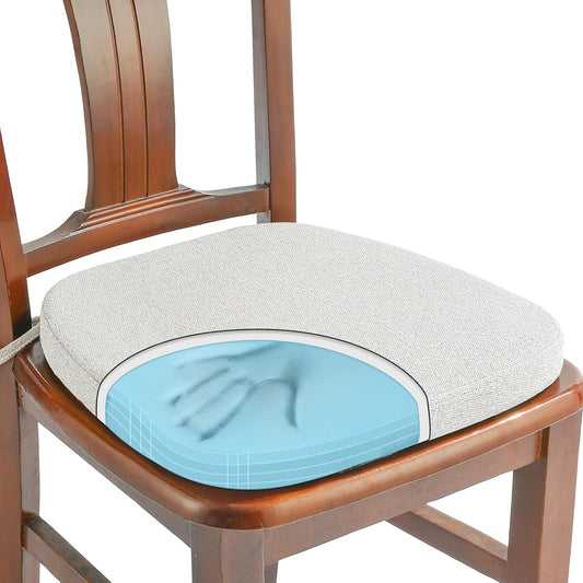 SINOSSO 1 Pack Memory Foam Chair Cushions for Dining Chair, Friendly Woven Fabric 16" U-Shape Comfortable Kitchen Chair Pad, Removable Slip Resistant Seat Cushion (1 Piece, Blue)
