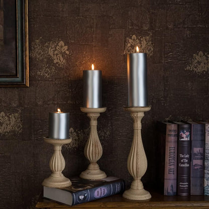 MOZEAL 3" x 4" Hand-Poured Unscented Candle,Dripless Pillar Candle Set of 3,Long Clean Burning,Approx 72 Hours Burn Time,Rustic Country Style,Wedding,Dinner,Christmas and Home Decor,White