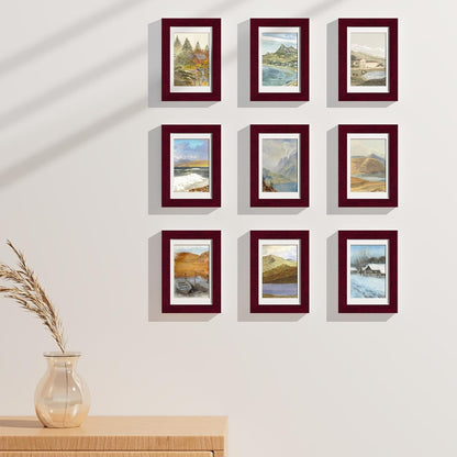 Vittanly 8x10 Picture Frames Set of 9, Shatter Resistant Plexiglass, Display 5x7 Pictures with Mat or 8x10 without Mat, Photo Frames for Wall or Tabletop, Engineered Wood, Black - Colors B