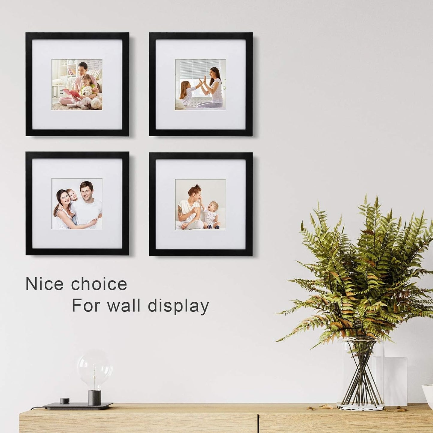 Egofine 12x16 Picture Frame Black, Covered by Plexiglass Made of Solid Wood, Display Pictures 9x12 and 11x14 with Mat or 12x16 Without Mat, for Wall Mounting Photo Frame - Colors B