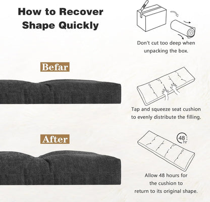 baibu 36 Inch Memory Foam Bench Cushion, Dual-Layer Patent Design Non-Slip Indoor Bench Cushion with Ties, 36x15x3Inch, Beige