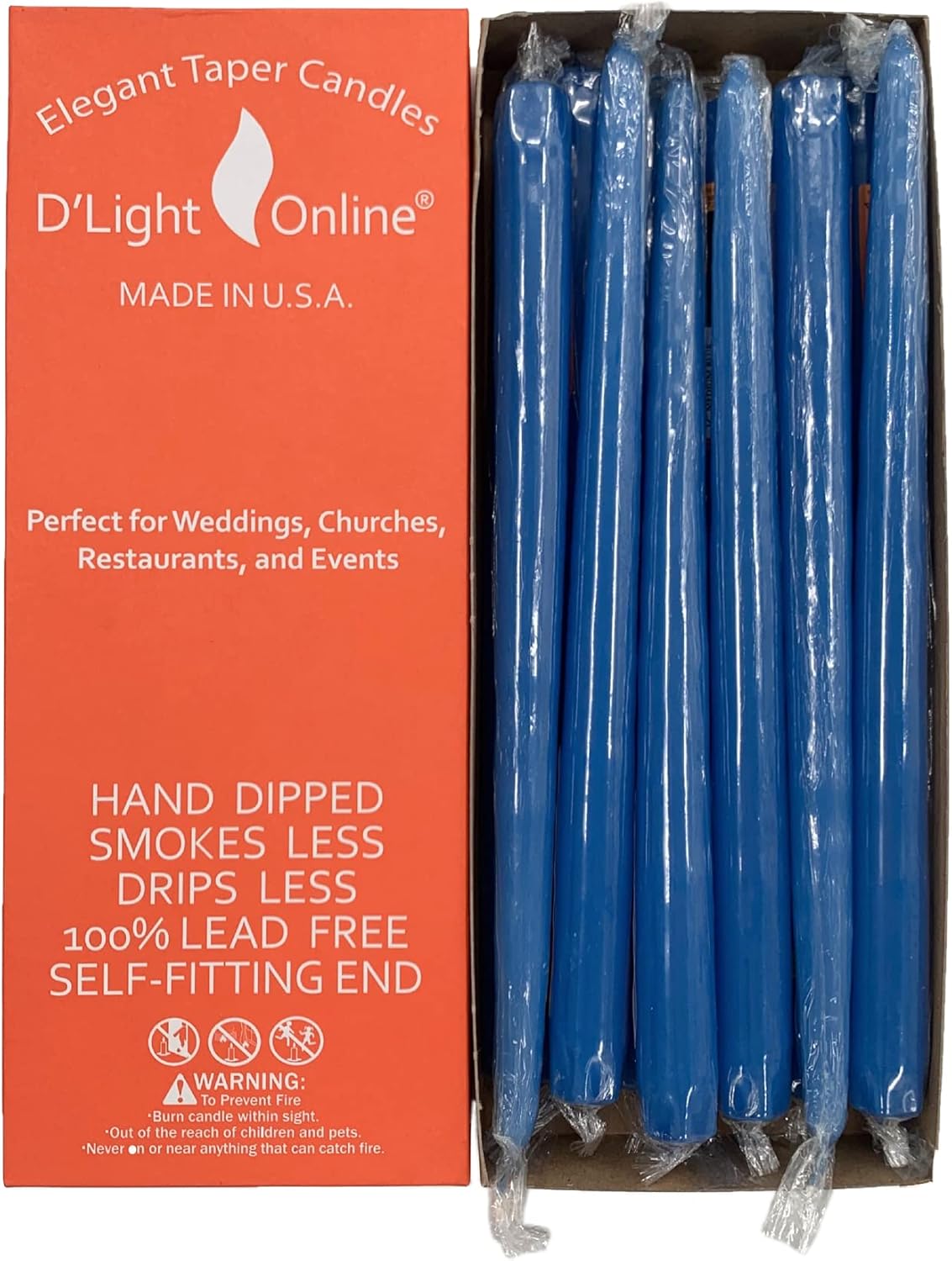 D'light Online White Taper Candles, 10 Inch Premium Quality Candles Hand-Dipped Tapered Candles, Dripless, Smokeless and Unwrapped Bulk Pack for Events - Set of 12 (10 Inch, White)