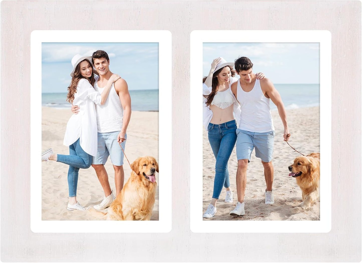 YESKAY 4x6 Picture Frame Collage for Wall Decor, Multiple Photo Collage Frames with Tempered Glass, 7-Opening for 4 x 6 Picture Frames, Rustic Brown, 1 Pack