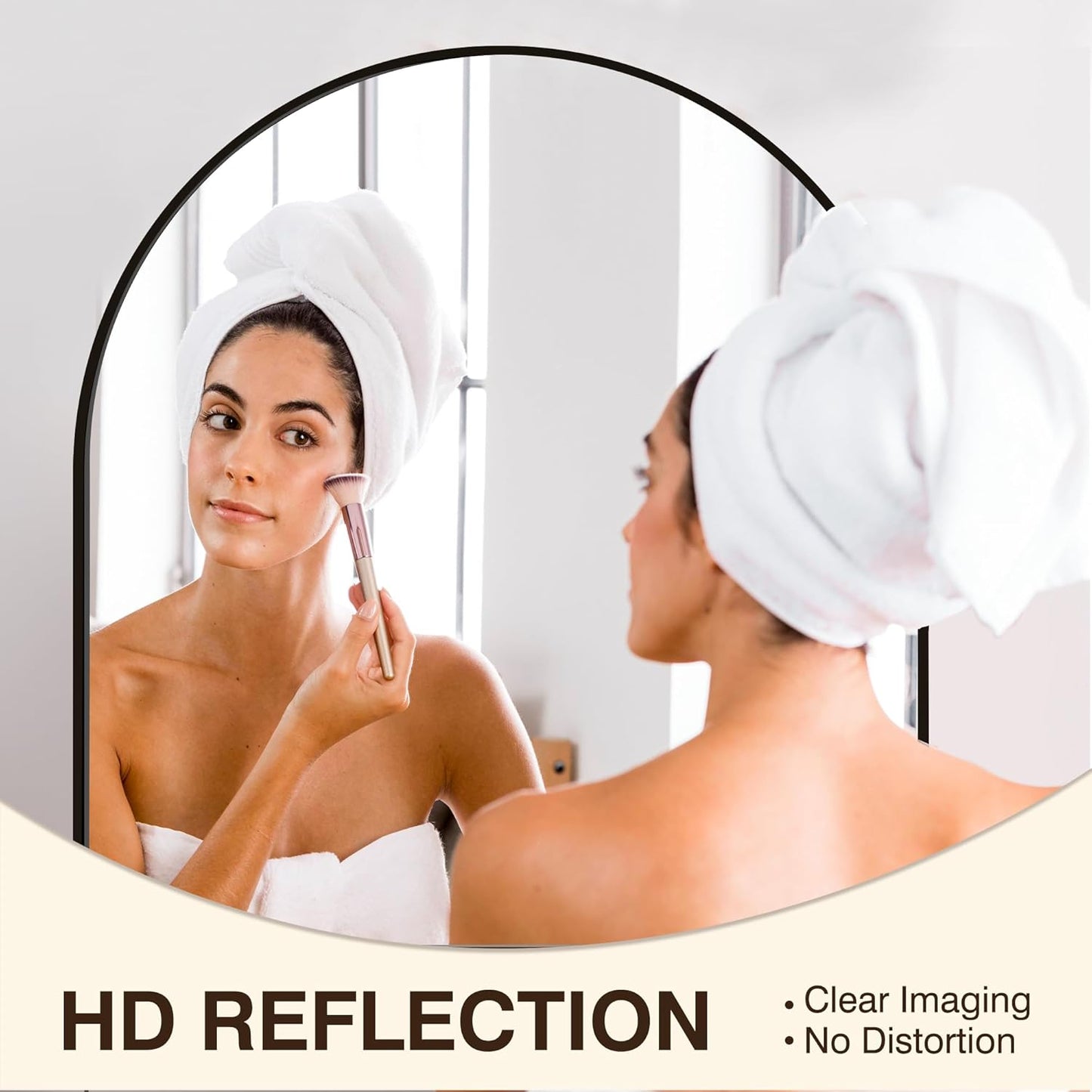 FICTOR Bathroom Mirror for Wall, Arched Vanity Bathroom Mirror for Over Sink, Metal Framed with HD Shatter-Proof Glass for Entryway, Living Room,Bedroom(2 Pack 24” x 36”, Black)