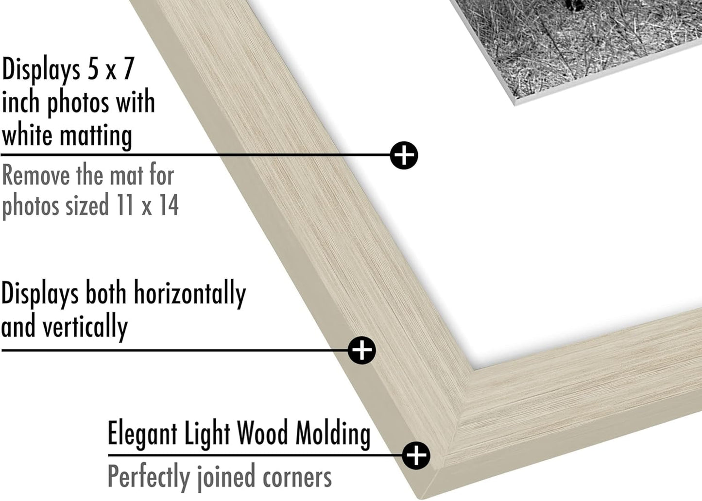 Americanflat 11x14 Picture Frame with Shatter-Resistant Glass - Use as 5x7 Frame with Mat or Display 11x14 Photo Without Mat - Signature Collection - Picture Frames for Wall Display - Black