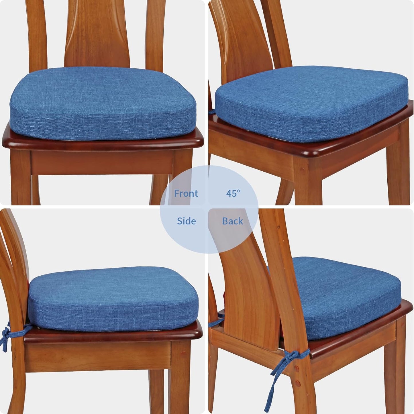 BUYUE Thickened 2.5" Friendly Woven Fabric Dining Chair Cushion, U-Shape High Density Foam Comfortable Chair Pad for Kitchen, Slip Resistant Indoor Seat Cushion (1 Piece, Dark Gray)