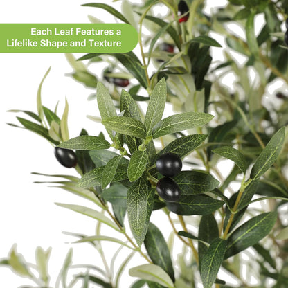 FEELEAD Olive Trees Artificial Indoor 7ft – Faux Olive Tree 7 Feet with Natural Looking Trunk, Realistic Leaves and Lifelike Fruits, Fake Olive Tree for Home Office Living Room Decor