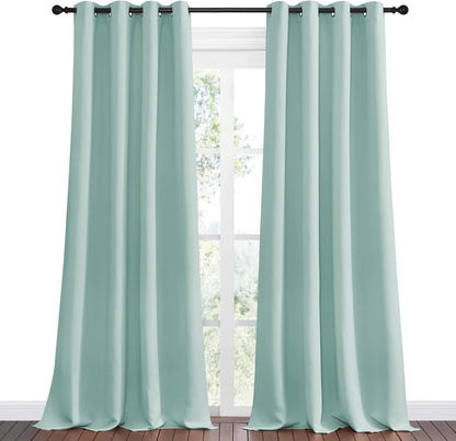 NICETOWN Halloween Pitch Black Solid Thermal Insulated Grommet Blackout Curtains/Drapes for Bedroom Window (2 Panels, 42 inches Wide by 63 inches Long, Black) - Colors A