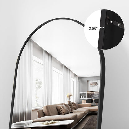 Mirror Full Length, 71"x26" Arched Full Length Mirror, Arch Mirror with Stand, Large Standing Mirrors, Oversized Full Body Mirrors with Aluminum Frame for Bedroom, Living Room (White)