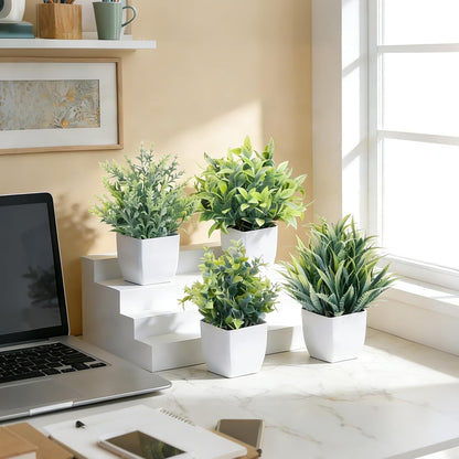 CEWOR Fake Plants 2 Pack Mini Potted Plants Bathroom Accessories Small Artificial Greenery Decorations for Bathroom Office Home Room Kitchen Table Indoor
