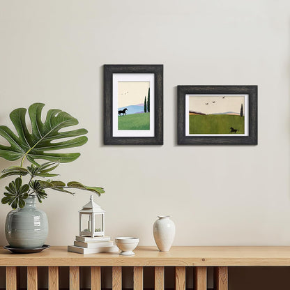 Egofine 8x10 Picture Frames Set of 4, Made of Solid Wood Covered by Plexiglass 4x6 and 5x7 with Mat or 8x10 without Mat, for Table Top Display and Wall Mounting Photo Frame Black