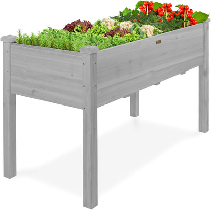 Best Choice Products 72x24x30in Raised Garden Bed, Elevated Wood Planter Box Stand for Backyard, Patio, Balcony w/Divider Panel, 6 Legs, 300lb Capacity - Natural