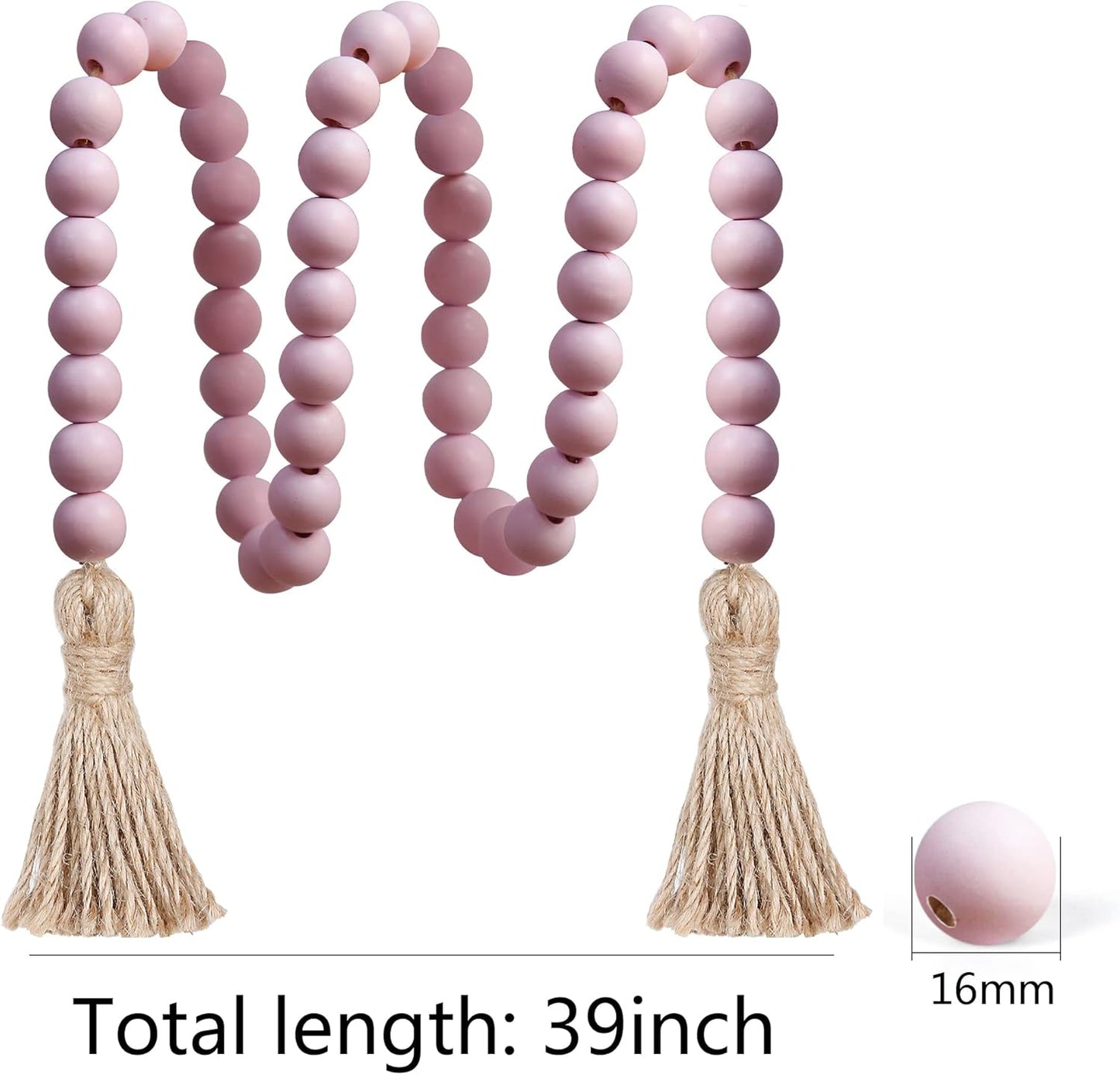 Meplait 39in Wood Bead Garland Farmhouse with Tassels,Versatile Prayer Beads Boho Chic Wall Hanging Home Decor (Black)