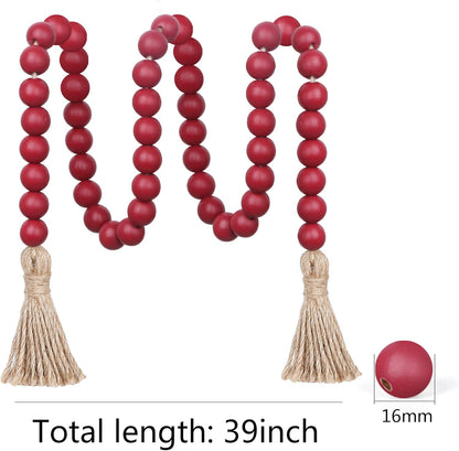 Meplait 39in Wood Bead Garland Farmhouse with Tassels,Versatile Prayer Beads Boho Chic Wall Hanging Home Decor (Black)