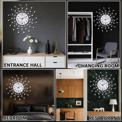 SIN&MI Large Wall Clocks, Silent Sunflower Shape Chic Decorative Wall Clock, Modern Non-Ticking Round Clock Dial Iron Metal Wall Clock for Living Room Decor Entrance Office Cafe 20 Inch