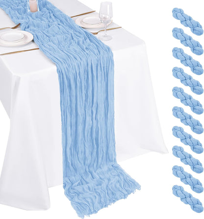 10 Pack Beige Cheesecloth Table Runner 17x108 Inch Boho Gauze Cheese Cloth Table Runners for Wedding Party Baby Shower Birthday Home Decor