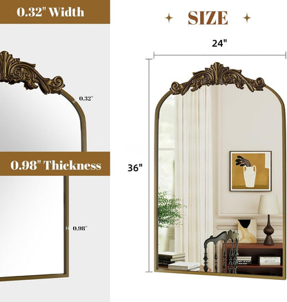 Dewfig Arched Full Length Mirror, 76"x34" Large Floor Mirror, Full Body Mirrors for Leaning or Hanging, Standing Mirrors for Bedroom, Living Room,Dressing Room, Aluminum Alloy Frame, Black