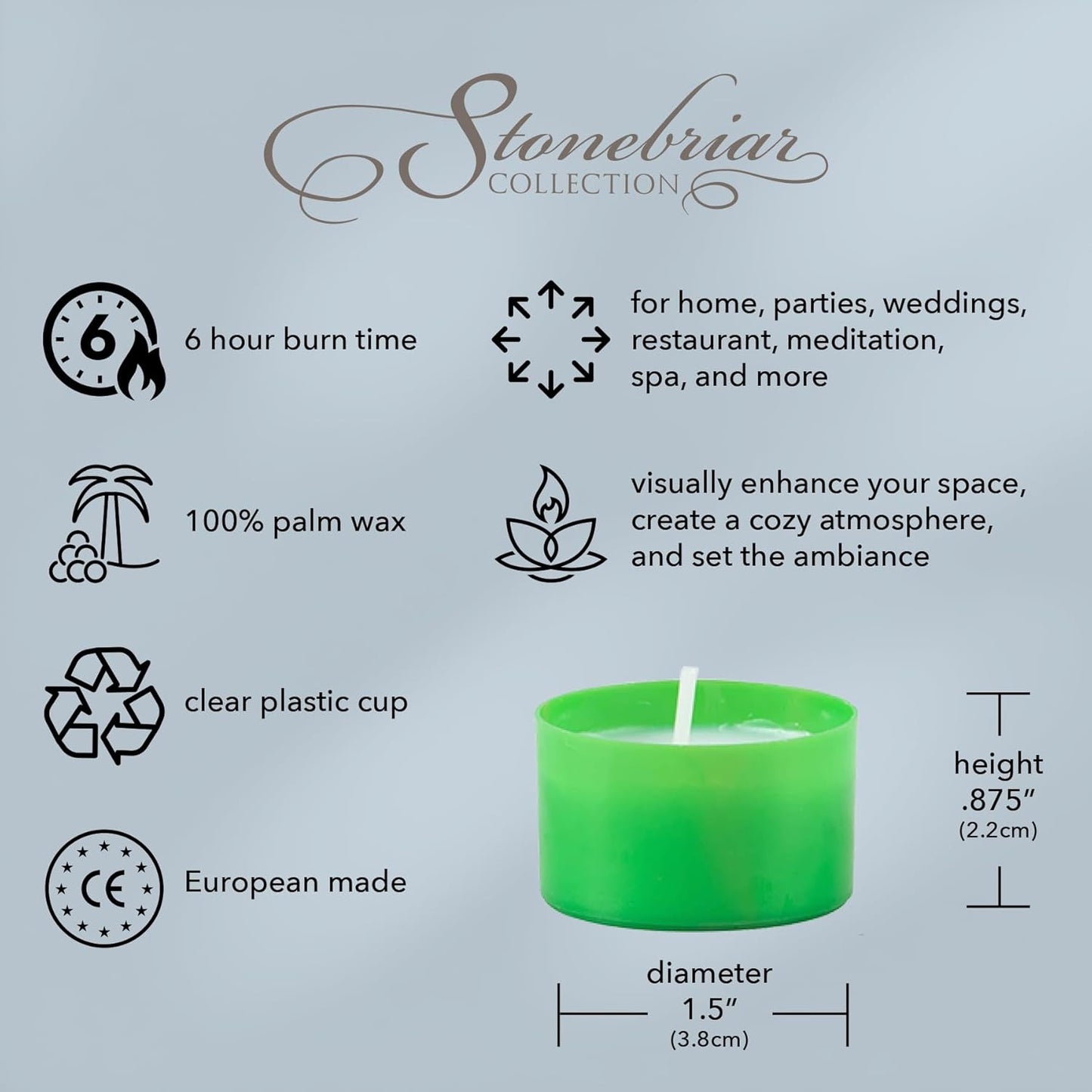 Stonebriar 96 Pack Multicolor Unscented 6 to 7 Hour Long Burning Tea Light Candles