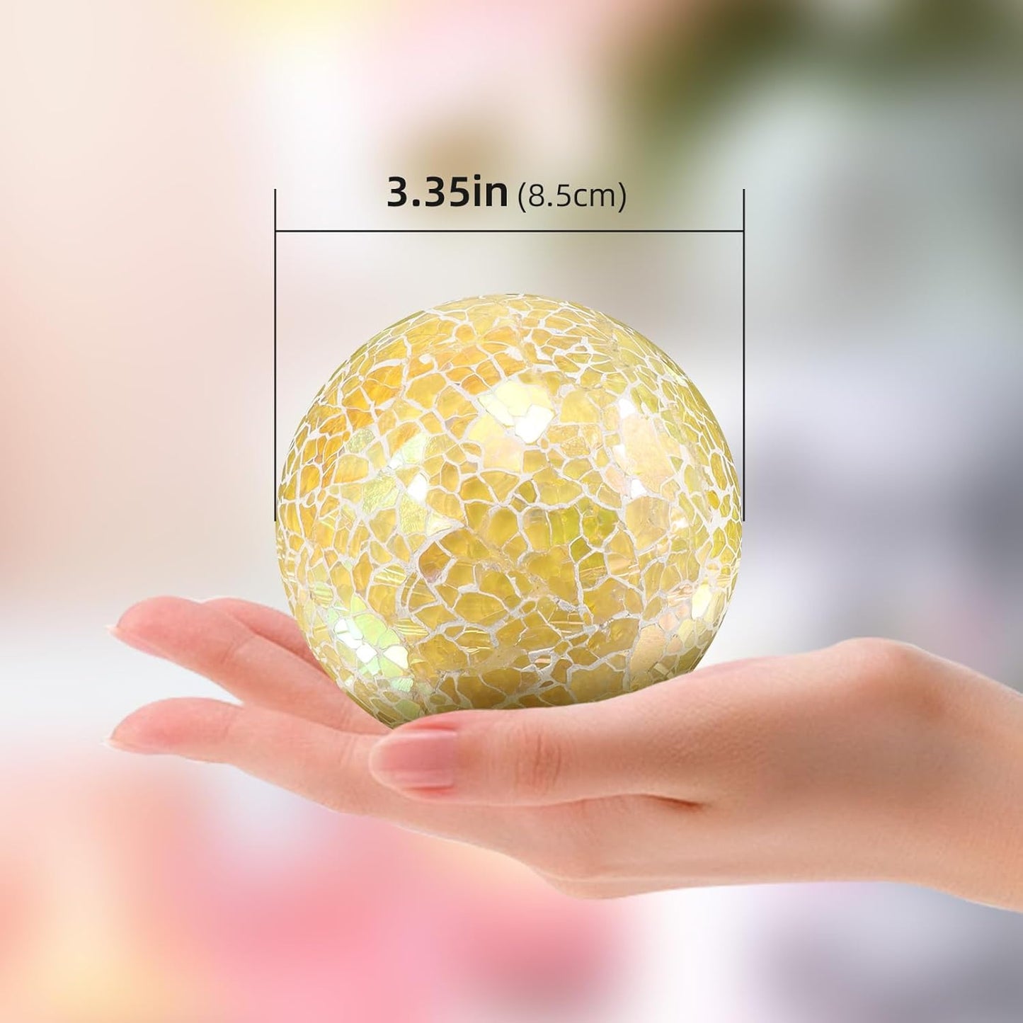 3Pcs Mosaic Glass Orbs Decorative Balls Set 8.5cm/3.35inch Blue Sphere Wedding Party Home Decor Table Centerpiece