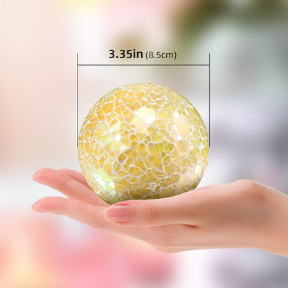 3Pcs Mosaic Glass Orbs Decorative Balls Set 8.5cm/3.35inch Blue Sphere Wedding Party Home Decor Table Centerpiece