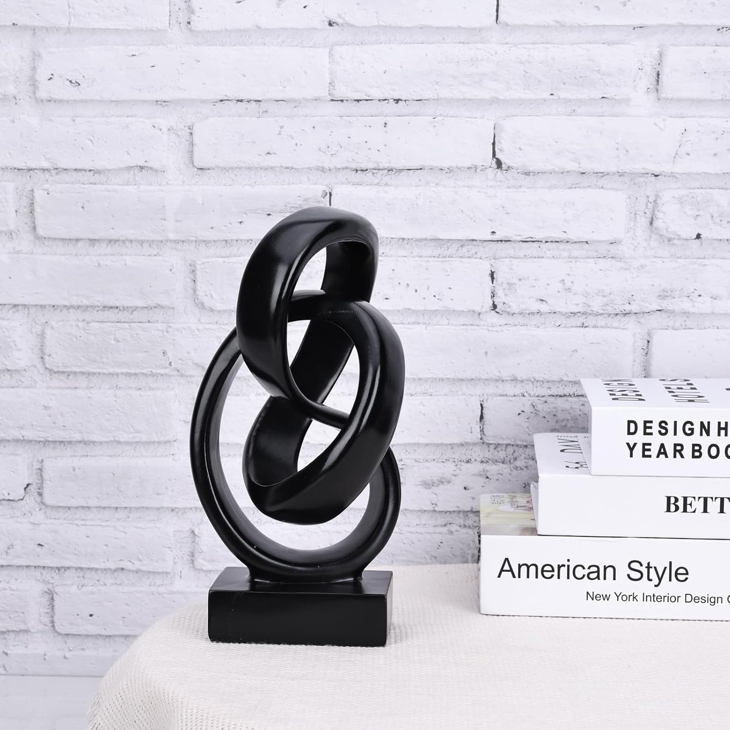 DOVDOV Abstract Black Knot Sculpture, Geometric Decor, Black Decorative Piece for Living Room Coffee Table or Bookshelf Top, Office Coffee Table or Entryway Console Decor.