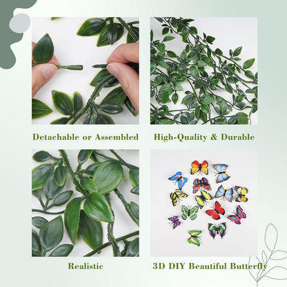 BLEUM CADE Fake Hanging Plants, 2pcs Artificial Pothos Vines Greenery for Wall Home Living Room Office Indoor Outdoor Decor (No Baskets)