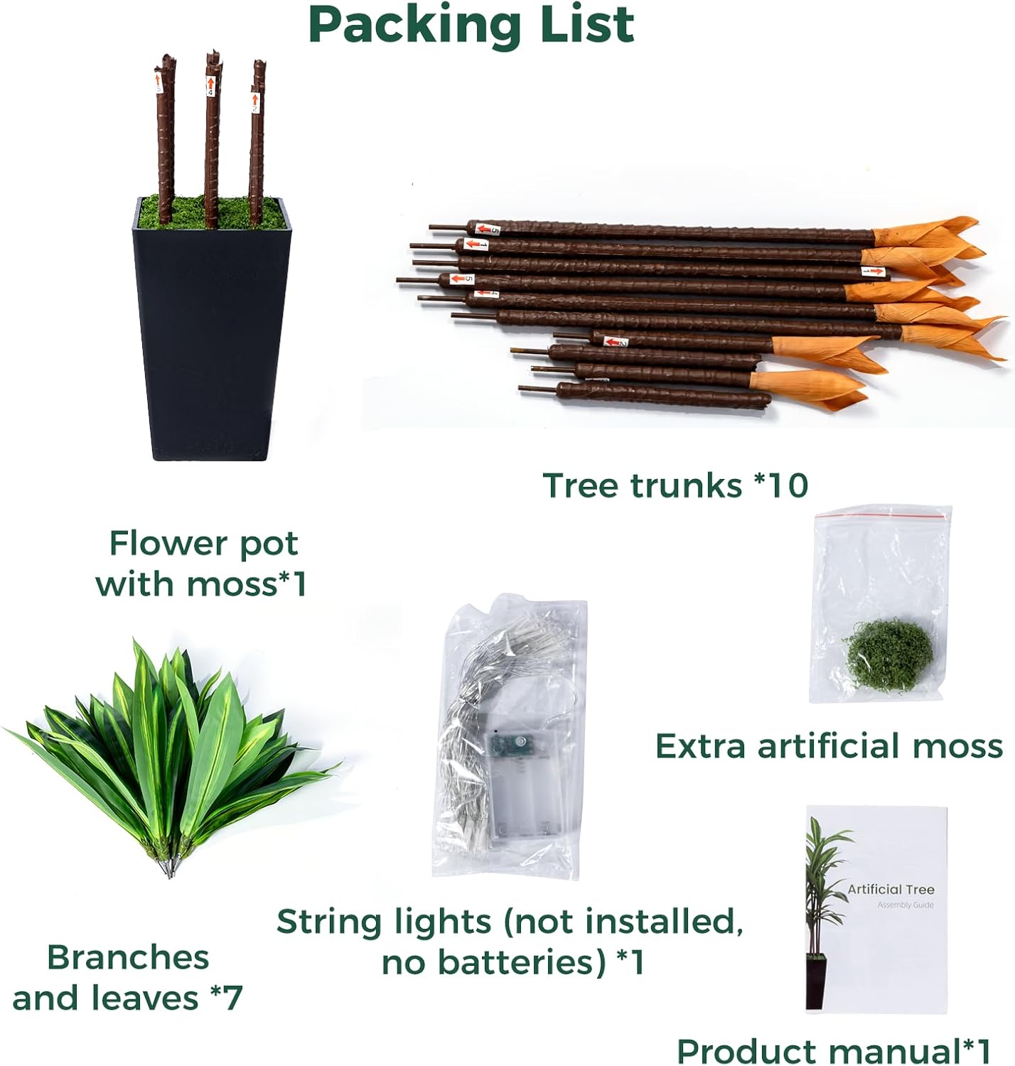 Artificial Dracaena Tree 5FT, Fake Plants with Black Tall Planter - Fake Tree Tall Faux Plants Indoor Floor Plant with Moss - Artificial Plants Indoor for Office Living Room Home Decor