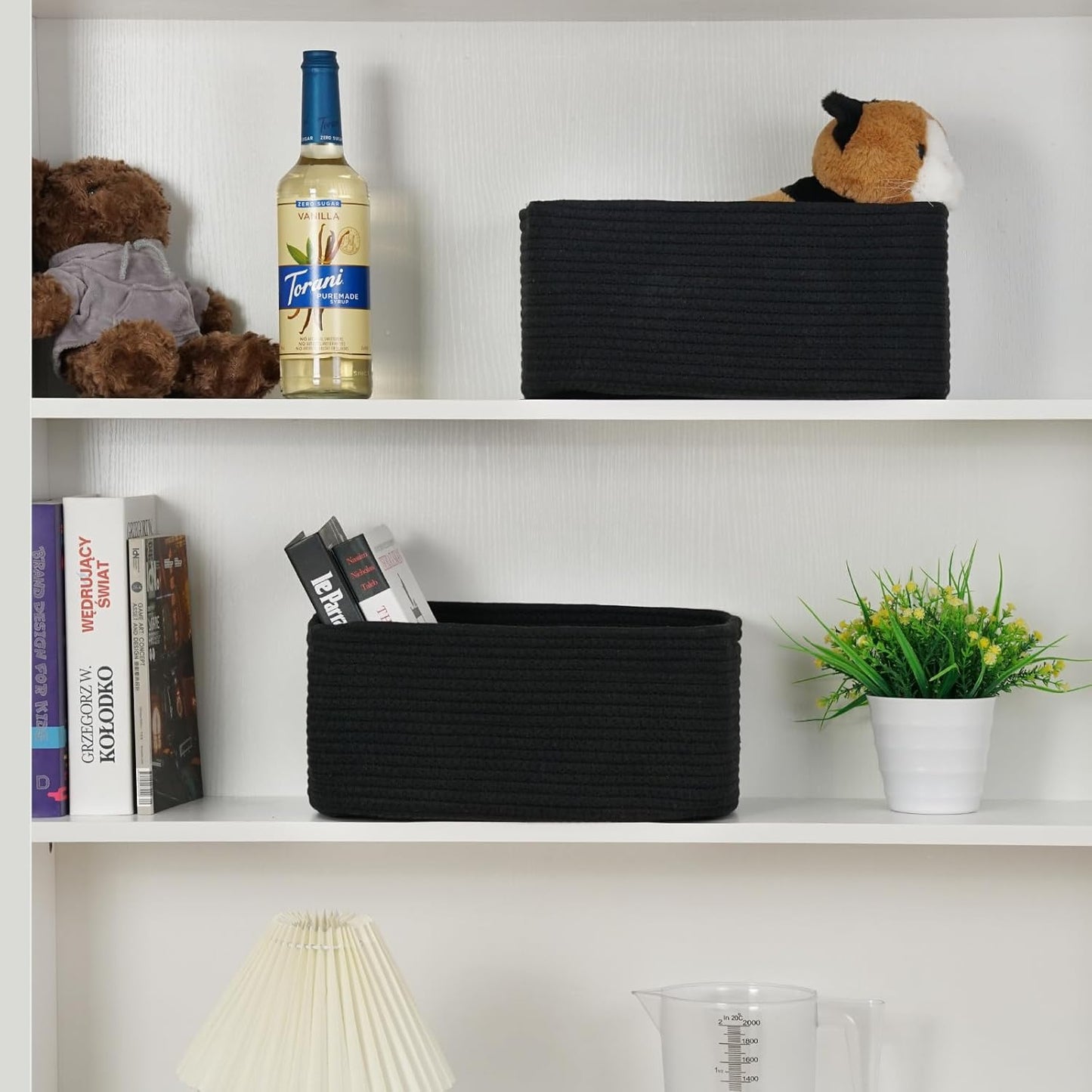 3-Pack Small Storage Baskets for Organizing | Woven Shelf Toy Basket | Rope Baskets for Gifts Empty | Closet Organizer Bins with Handles | Cube Decorative Box | 11.8×7.8×5.1” | Mixed brown