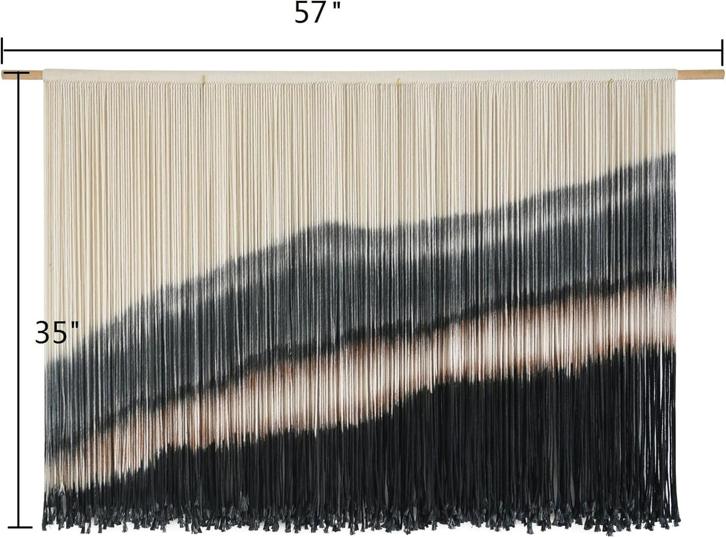 Jakalin Macrame Wall Hanging Dip Dyed Fiber Macrame Wall Decor Boho Cord Living Room Wall Art 57" Wx43 L