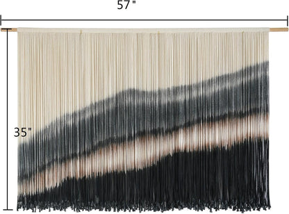 Jakalin Macrame Wall Hanging Dip Dyed Fiber Macrame Wall Decor Boho Cord Living Room Wall Art 57" Wx43 L