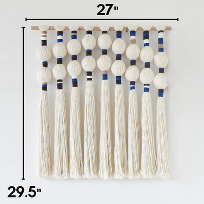 IOWER Macrame Wall Hanging 27" W x 31" L Boho Wall Decor Sphericity Cotton Textile Wall Hanging Art Fiber Yarn Art Handmade Detachable Assembly