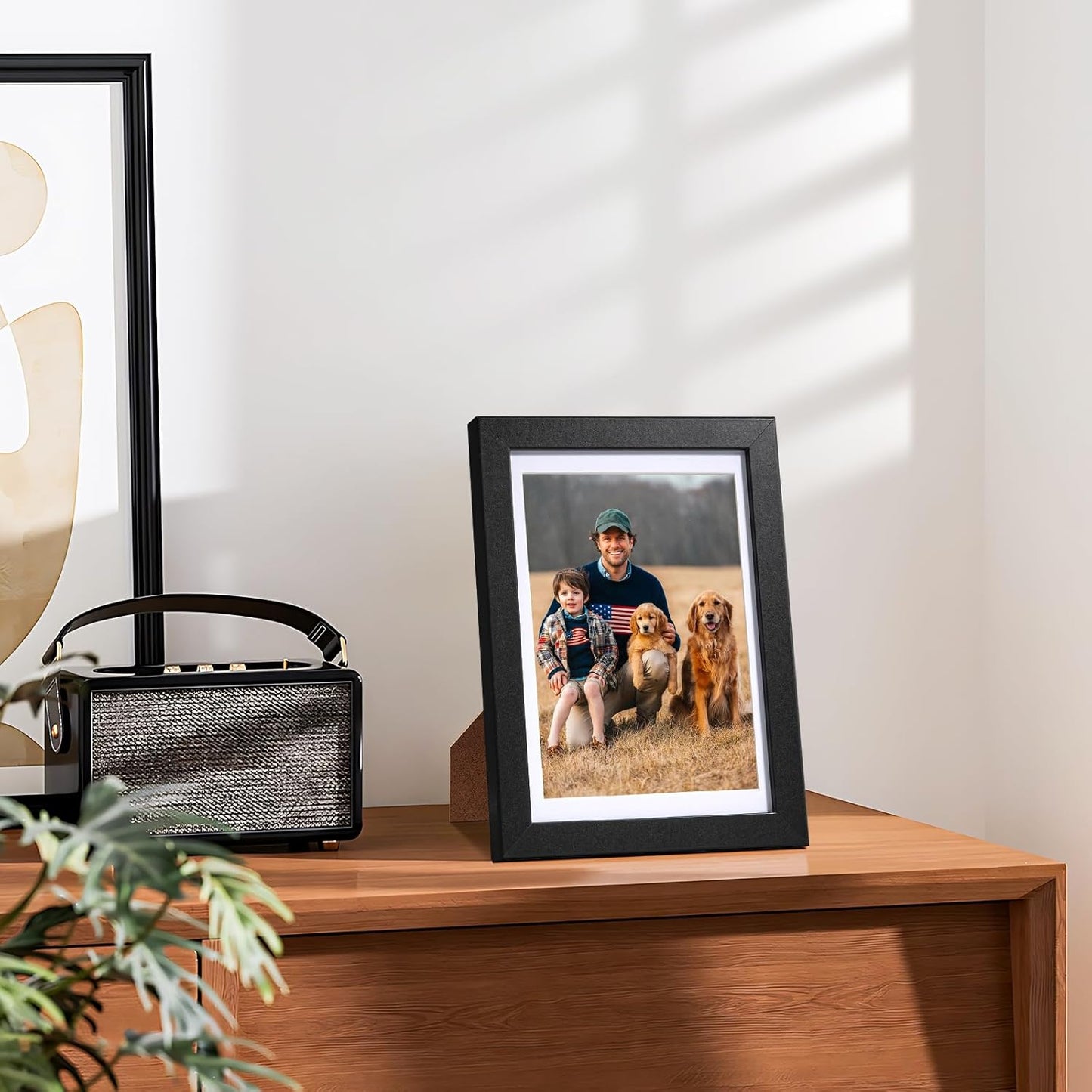 HappyHapi 4x6 Picture Frame Set of 5, Black Frames Display Photo 3.5x5 with Mat or 4x6 without, Gallery Wall Frame Set, Wall or Tabletop Display (Black)