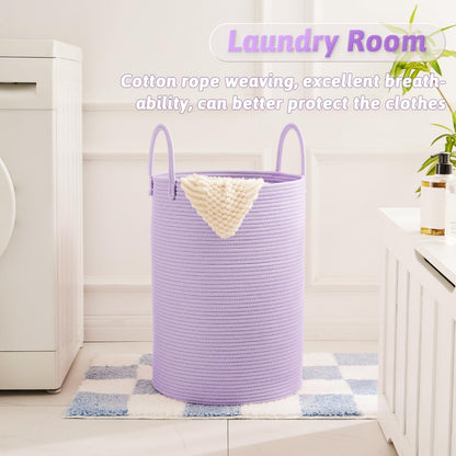 Artfeel Laundry Basket,Woven Cotton Rope Laundry Hamper,60L for Decor Storage of Dirty Clothes,Toys and Blankets in Bathroom,Baby Room and Living Room