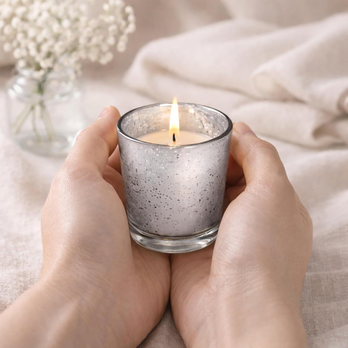 48-Pack Clear Glass Votive Candles – 10–12 Hour Long Burn, Unscented, Ivory, Bulk Set for Weddings, Events & Table Centerpieces – Hosley