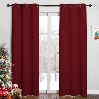 NICETOWN Halloween Pitch Black Solid Thermal Insulated Grommet Blackout Curtains/Drapes for Bedroom Window (2 Panels, 42 inches Wide by 63 inches Long, Black) - Colors A