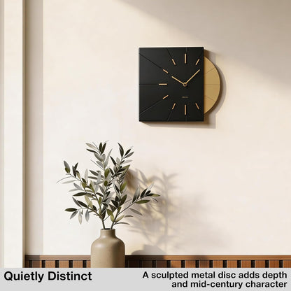 Driini Clocks Mid Century Modern Wall Clock - Square Green Clock with Decorative Gold Accent- Unique and Cool Clock, Battery Operated - MCM Decor & Decorative Wall Clock for Mid Century Modern Decor.