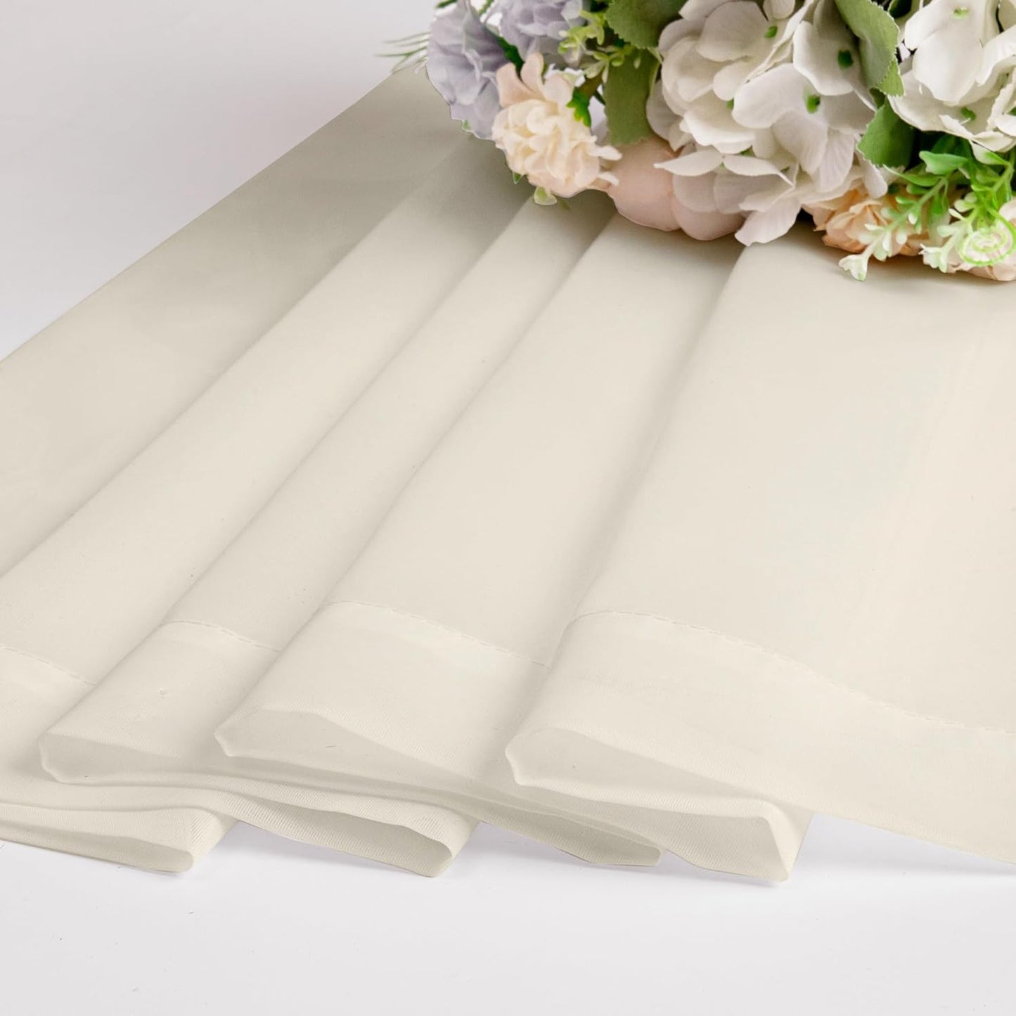 Chyhomenyc Sheer White Valances for Windows 2 Pack, Small Window Curtains for Living Room Bathroom Cafe Laundry Basement, Modern Top Dual Rod Pocket Voile Curtain, 42W x 14L inches, White - Colors A