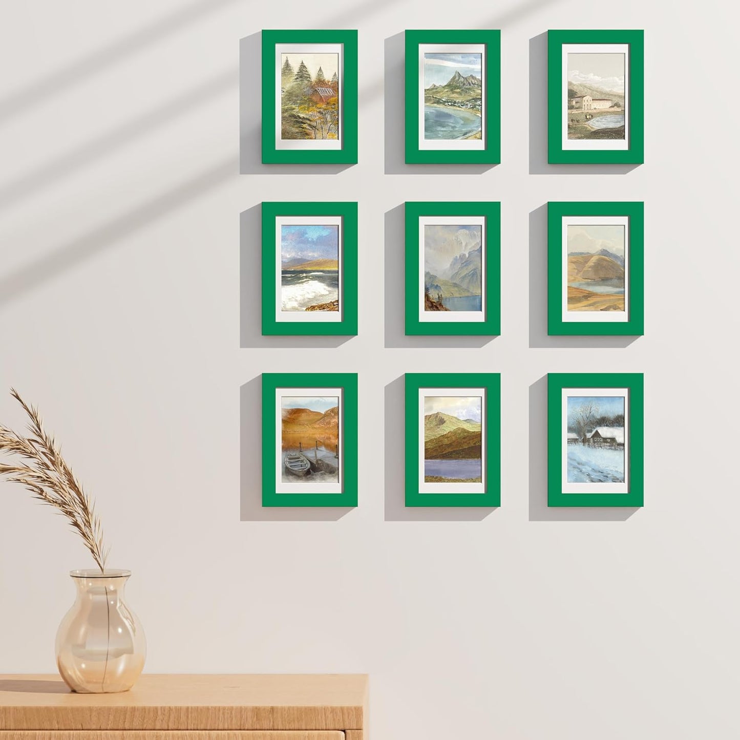 Vittanly 8x10 Picture Frames Set of 9, Shatter Resistant Plexiglass, Display 5x7 Pictures with Mat or 8x10 without Mat, Photo Frames for Wall or Tabletop, Engineered Wood, Black - Colors B