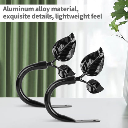 HIKMLK Leaf Shaped Curtain Tieback Holdbacks 2pcs, Handmade Metal Curtain Side Holders for Wall, Curtain Hook Pull Backs for Drapes Window Decoration