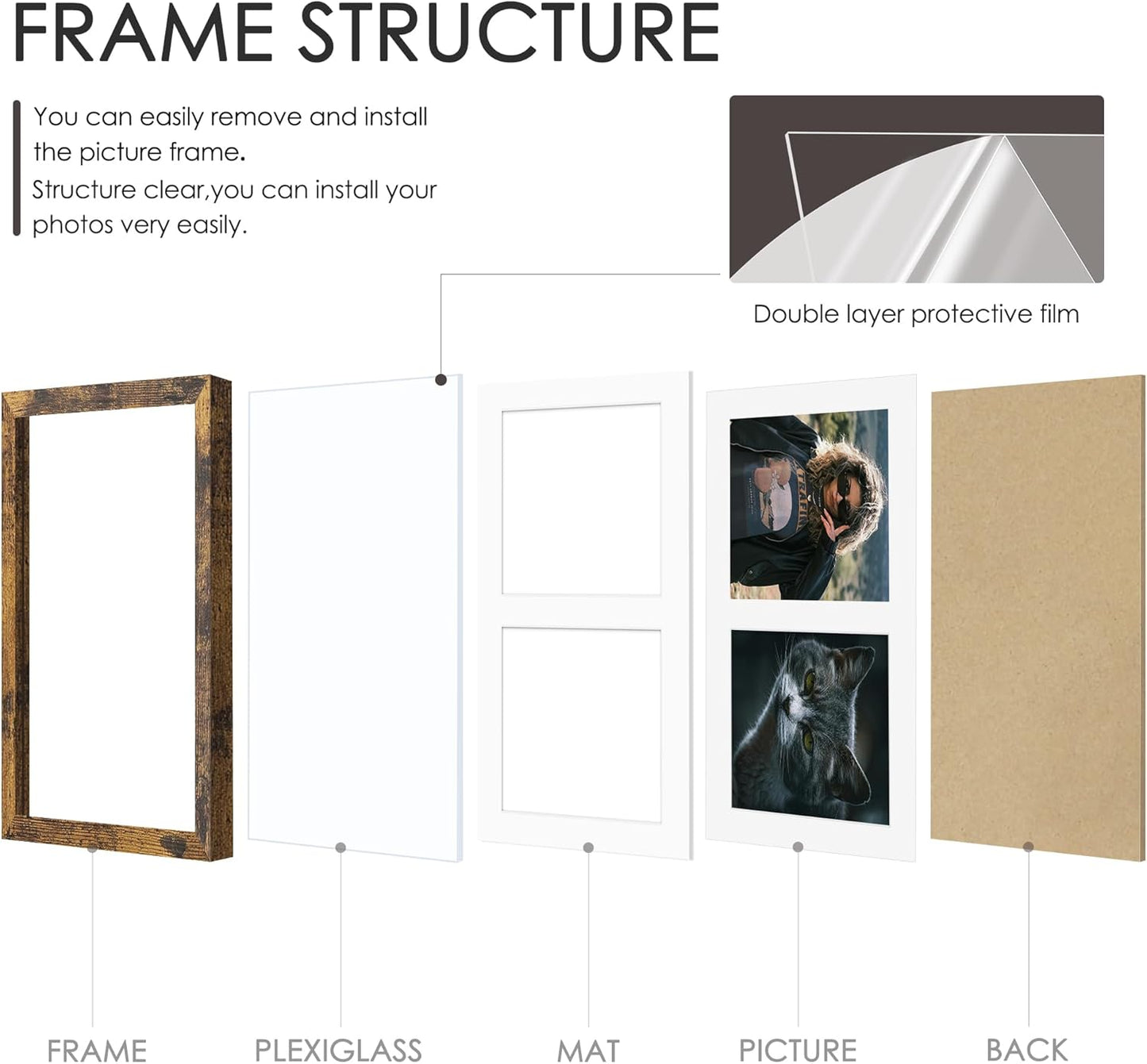 DUENPY 14x26 Collage Picture Frame 4x6 Collage Picture Frame Displays Twelve 4x6 inch Photos Available Horizontal Wall Mounting Display and Vertical Black - Colors A