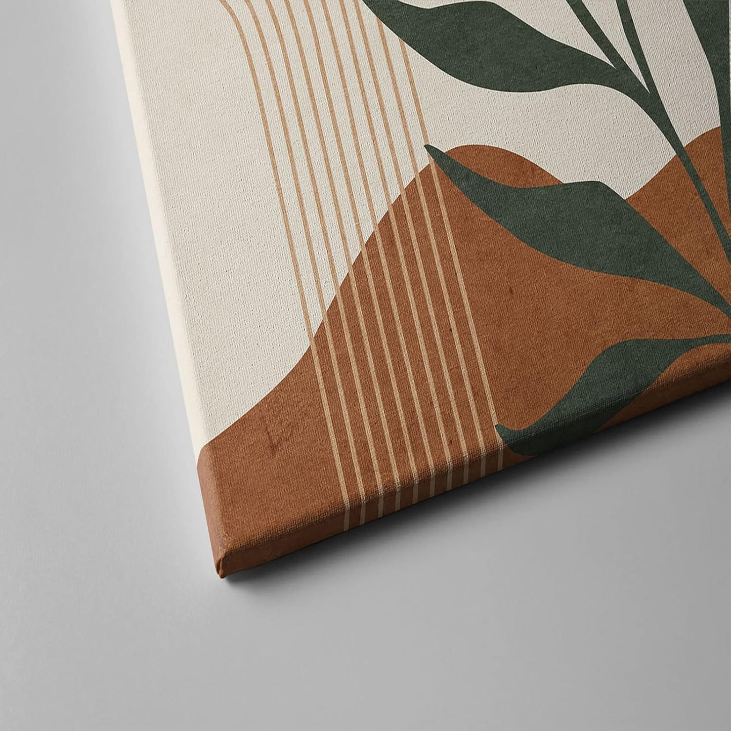 Sage Green Boho Wall Art Set of 3, Minimalist Framed Wall Art Geometric Line Leaf Sun Moon Beige Green Canvas Artwork Paintings, Abstract Botanical Boho Room Decor, Office, 12"x16"