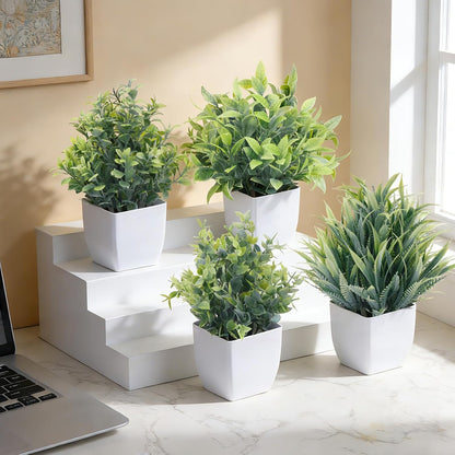 CEWOR Fake Plants 2 Pack Mini Potted Plants Bathroom Accessories Small Artificial Greenery Decorations for Bathroom Office Home Room Kitchen Table Indoor