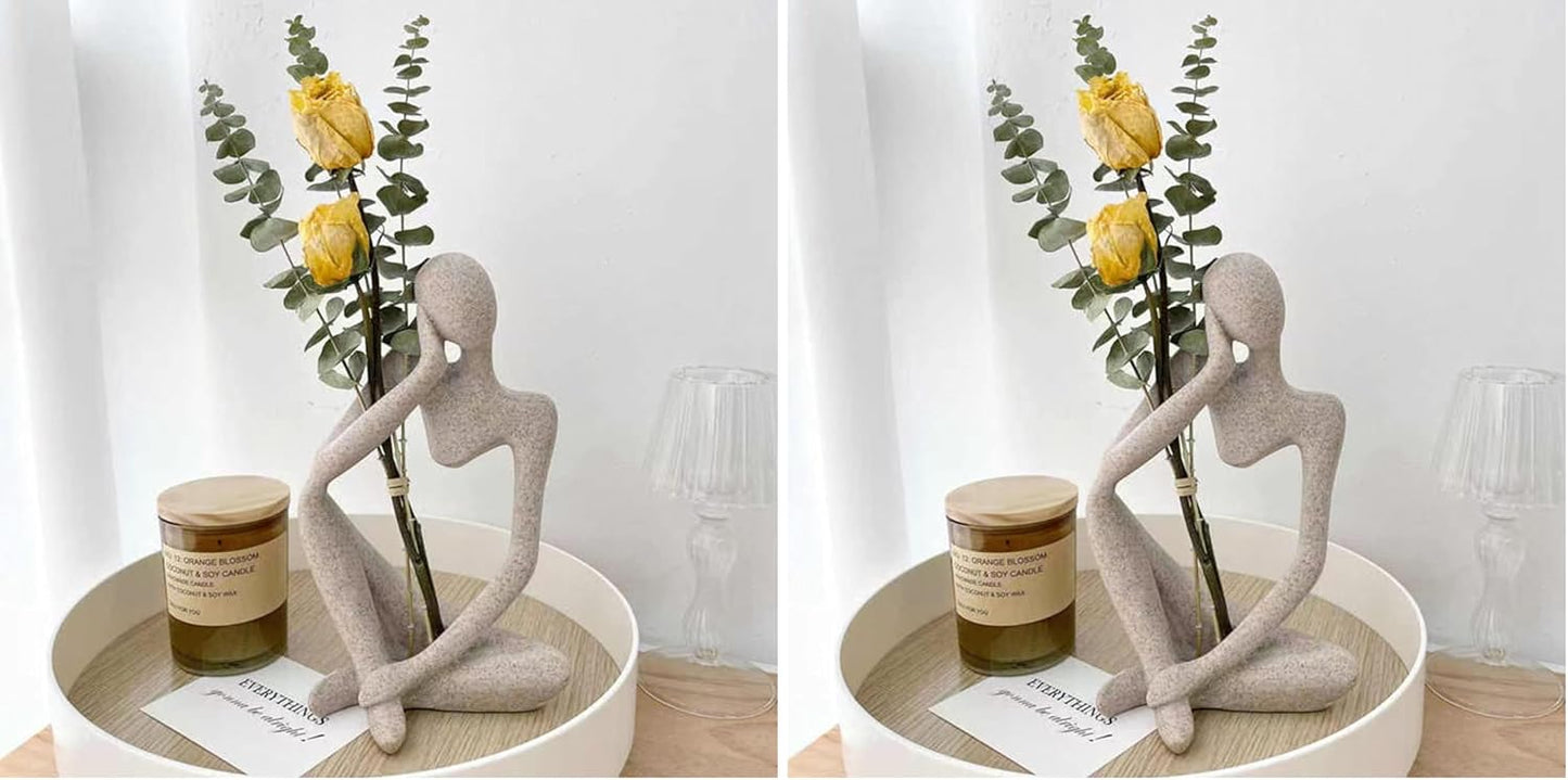 Thinker Statues And Sculptures, Sandstone Resin Thinker Statue Ornaments, Abstract Style Sculptures, Housewarming Gifts, Housewarming Decorations, Living Room Dining Desk Decorations (Right, Small)
