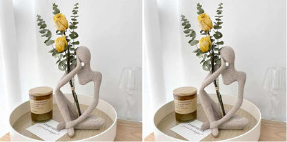 Thinker Statues And Sculptures, Sandstone Resin Thinker Statue Ornaments, Abstract Style Sculptures, Housewarming Gifts, Housewarming Decorations, Living Room Dining Desk Decorations (Right, Small)