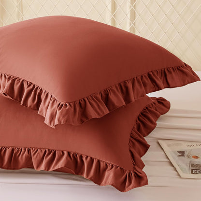 KKJIAF Ruffle Pillow Cases 26x26 Inches, White Square Ruffled Pillow Covers Set of 2, Microfiber Wrinkle Resistant Pillow Shams with Envelope Closure for Sofa Bed Living Room