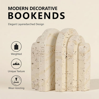 Book Ends for Heavy Books, Decorative Bookends for Shelves, Durable Book Holder & Shelf Decor, Non-Slip Book Stopper, Office Bookshelf Organizer (Set of 2)