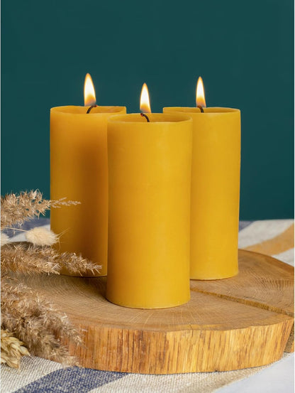 CANDWAX 3x4 inch Pillar Candles Set of 3 – Unscented Dripless Rustic Dark Blue Candles for Room Decor, Weddings, Centerpieces