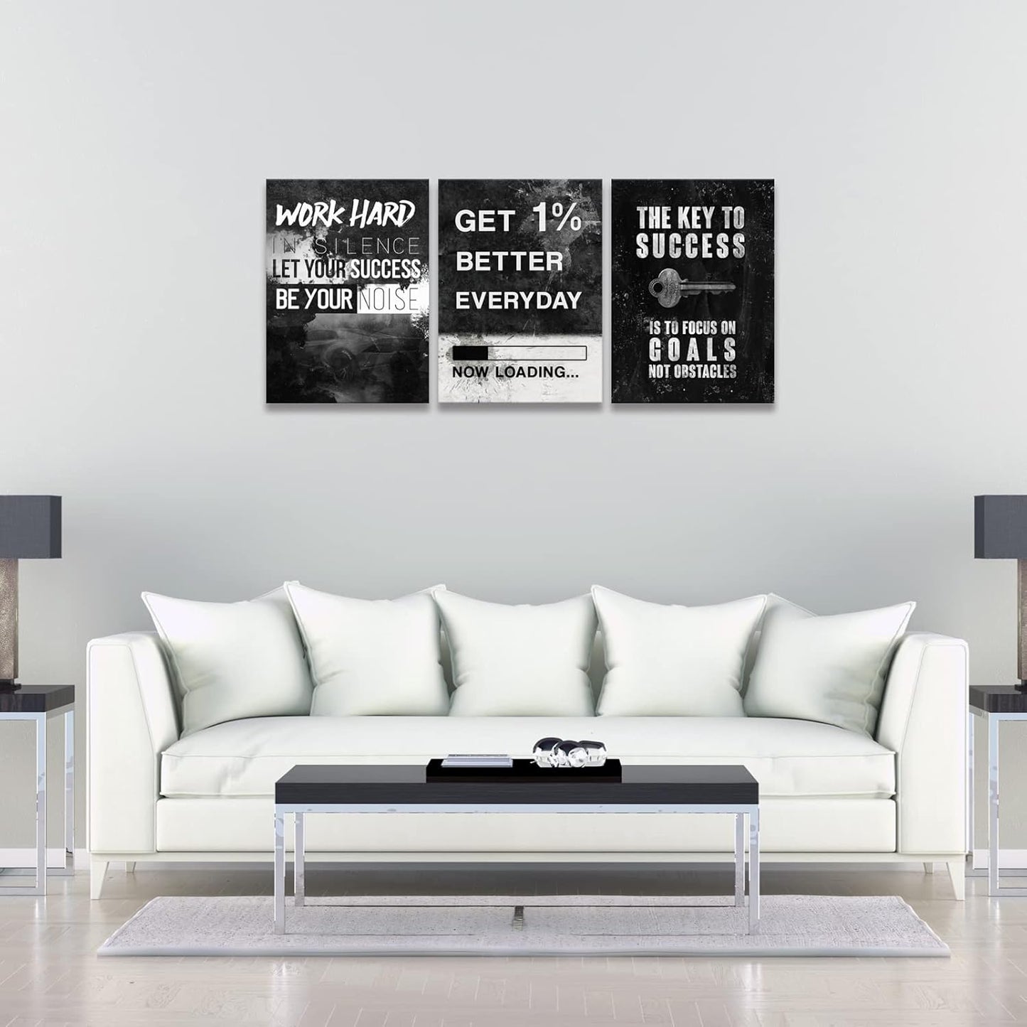 KAWAHONE Canvas Painting Wall Art, Grind Hustle Execution Motivational Wall Art Decoration Posters Prints for Living Room Bedroom, Office Decor, Gallery-Wrapped Canvas Art Set Framed Ready to Hang